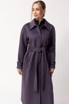 Пальто с отложным воротником и шлицей из пальтовой ткани Golden Valley 7148 т.фиолетовый - фото 2