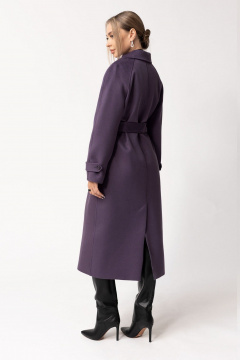 Пальто с отложным воротником и шлицей из пальтовой ткани Golden Valley 7148 т.фиолетовый - фото 3