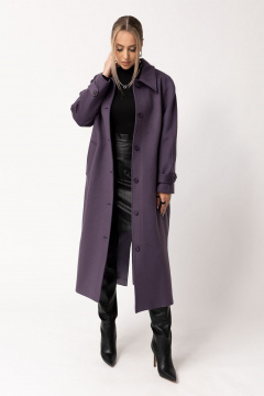 Пальто с отложным воротником и шлицей из пальтовой ткани Golden Valley 7148 т.фиолетовый - фото 1