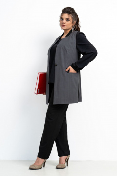 Классический тройка комплект из текстиля для офиса Aira Style 24-27/А черный-серый - фото 4