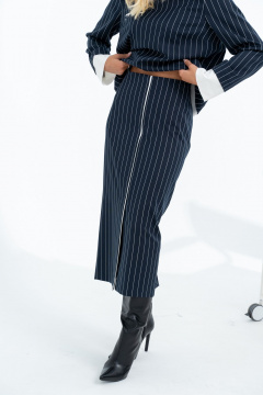 Демисезонный комплект юбки и блузки в стиле классика Barti 24-13 сине-белый - фото 5