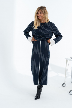 Демисезонный комплект юбки и блузки в стиле классика Barti 24-13 сине-белый - фото 3