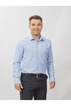 Круглогодичная slim рубашка из хлопка с принтом Nadex 01-047411/520-24 голубой - фото 1