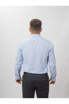 Круглогодичная slim рубашка из хлопка с гладью Nadex 01-088511/201-24 небесно-голубой - фото 5