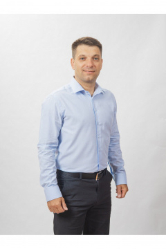 Круглогодичная slim рубашка из хлопка с гладью Nadex 01-088511/201-24 небесно-голубой - фото 1