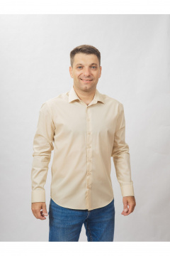 Круглогодичная slim рубашка из хлопка с гладью Nadex 01-088511/204-24 латте - фото 2