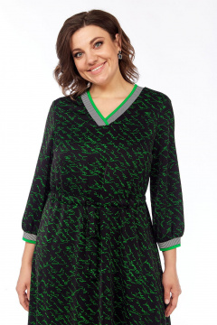 Нарядное платье А-силуэт из шифона с поясом Lady Style Classic 2316/3 черный_зеленый - фото 3