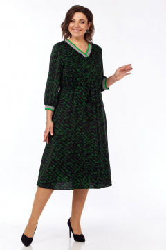 Нарядное платье А-силуэт из шифона с поясом Lady Style Classic 2316/3 черный_зеленый - фото 2