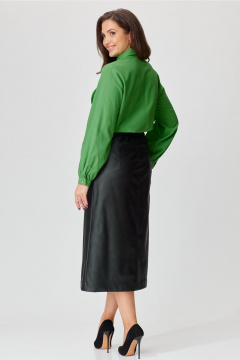 Юбка макси из экокожи с карманами и застежкой на петли Andina city 1009-24 черный - фото 2