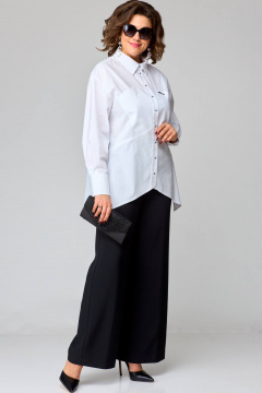 Брюки и жакет из текстиля с ремнем и карманами EVA GRANT 7319 белый - фото 5