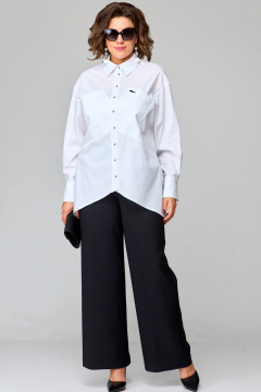 Брюки и жакет из текстиля с ремнем и карманами EVA GRANT 7319 белый - фото 4