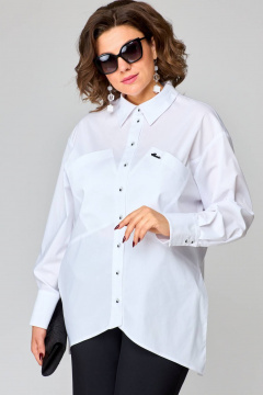 Брюки и жакет из текстиля с ремнем и карманами EVA GRANT 7319 белый - фото 1