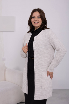 Кардиган вязаный из трикотажа с длиной свободной посадки Romgil 906ПТЗ светло-бежевый - фото 4