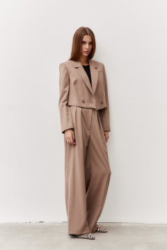 Жакет деловой из текстиля на каждый день Luitui R3006 бежевый - фото 3