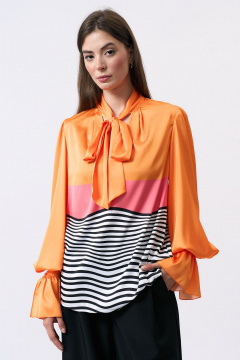 Блуза женская оранжевая из вискозы с V-образным вырезом Art Ribbon M3906T - фото 1