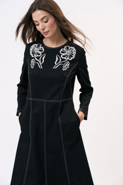 Платье из хлопка полуприлегающего силуэта с вышивкой Art Ribbon M3951P - фото 3