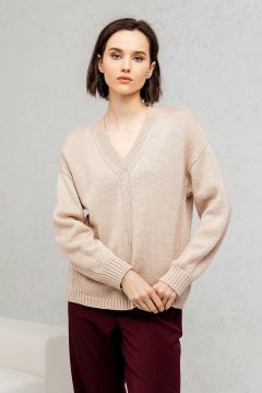 Базовый джемпер с длинным рукавом бежевого цвета Romgil РВ0133-ШЕ5 светлый_опаловый - фото 1