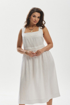 Платье с вышивкой и юбкой расширенной к низу летнее MALI 424-032 молочный - фото 4