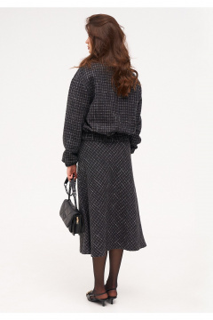 Твидовый бомбер и юбка-карандаш с карманами демисезон KaVaRi 8035 темно-серый - фото 2