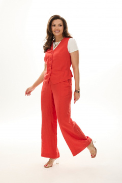 Брюки и жилет с рельефами из льна для летнего estilo MALI 724-030 красный - фото 5