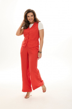 Брюки и жилет с рельефами из льна для летнего estilo MALI 724-030 красный - фото 1