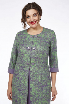 Платье демисезонное в мультиколор с коротким рукавом Lady Style Classic 1758/4 зеленый_сиреневый - фото 4