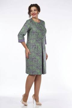 Платье демисезонное в мультиколор с коротким рукавом Lady Style Classic 1758/4 зеленый_сиреневый - фото 3