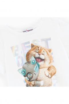 Белая майка из хлопка с дизайнерским декором Bell Bimbo 242002 молоко - фото 2