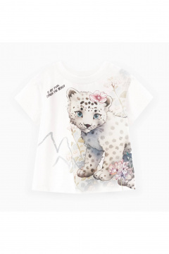 Белая футболка с сеткой и стразами из хлопка Bell Bimbo 242014 молоко - фото 1