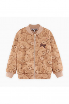 Бежевый жакет-бомбер из трикотажа с принтом Bell Bimbo 242021 набивка/бежевый - фото 1