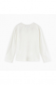 Белый джемпер из трикотажа с принтами Bell Bimbo 242022 молоко - фото 3