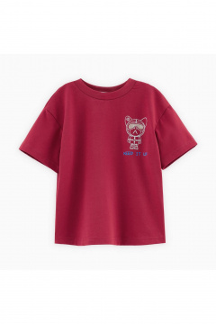 Красная футболка из хлопка с авторским принтом Bell Bimbo 242029 т.красный - фото 1