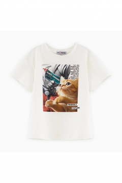 Молочная майка с дизайнерским принтом для девочки Bell Bimbo 242047 молоко - фото 1