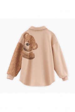 Бежевый жакет-рубашка для девочки из хлопкового трикотажа Bell Bimbo 242067 бежевый - фото 2