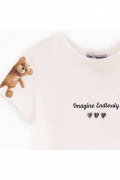 Молочная футболка с авторскими принтами для девочки Bell Bimbo 242068 молоко - фото 3