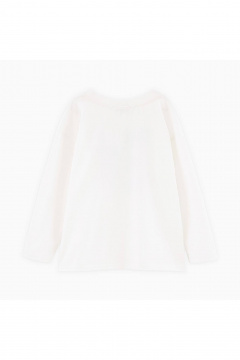 Лонгслив для девочки прямого силуэта с дизайнерскими фразами Bell Bimbo 242108 молоко - фото 3