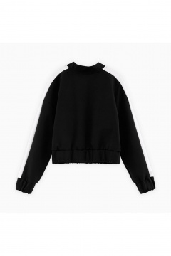 Бомбер для девочки короткий с контрастными вставками Bell Bimbo 242118 черный - фото 5