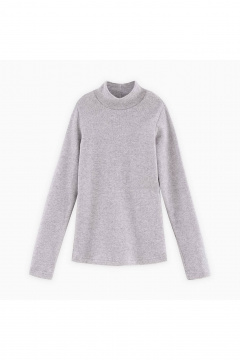 Серая водолазка для девочки прилегающего силуэта с стразами Bell Bimbo 242148 серый меланж - фото 1