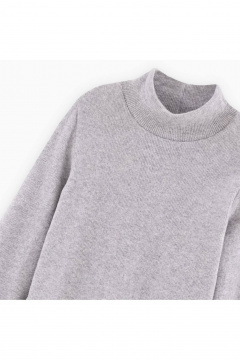 Серая водолазка для девочки прилегающего силуэта с стразами Bell Bimbo 242148 серый меланж - фото 3