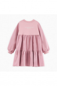 Розовое платье для девочки с романтичными рукавами и дизайнерской печатью Bell Bimbo 243007 розовый - фото 2
