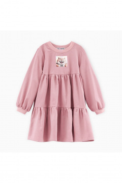 Розовое платье для девочки с романтичными рукавами и дизайнерской печатью Bell Bimbo 243007 розовый - фото 1
