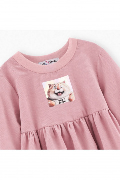 Розовое платье для девочки с романтичными рукавами и дизайнерской печатью Bell Bimbo 243007 розовый - фото 3