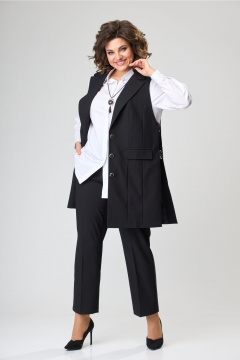 Брюки классические до косточки с стрелками и застежкой-молнией ANASTASIA MAK 1211 черный - фото 3