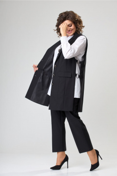 Брюки классические до косточки с стрелками и застежкой-молнией ANASTASIA MAK 1211 черный - фото 2