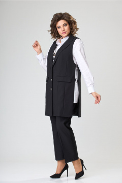 Брюки классические до косточки с стрелками и застежкой-молнией ANASTASIA MAK 1211 черный - фото 1