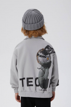 Светло-серый жакет-куртка из трикотажа для мальчика Bell Bimbo 242076 св.серый - фото 2