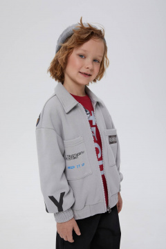 Светло-серый жакет-куртка из трикотажа для мальчика Bell Bimbo 242076 св.серый - фото 1