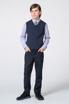 Жилет трикотажный на передав «V» для мальчика Франтишка Ш-3407 п-24с-107-с78 темно-синий - фото 1