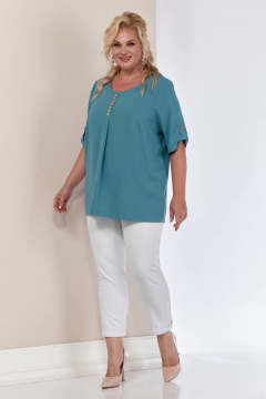 Блуза из мягкой струящейся ткани Shetti 4053 голубой - фото 3