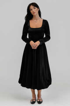 Платье макси приталенного силуэта с потайной молнией JRSy 2403 черный/блеск - фото 1